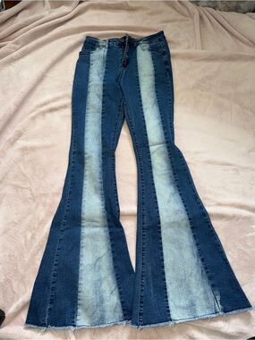 L&B Two-Tone Blue High-Rise Flare Jeans